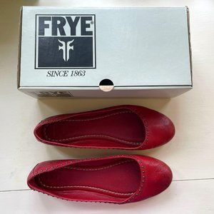 Frye Red Studded Leather Carson Ballet Flats Size 10